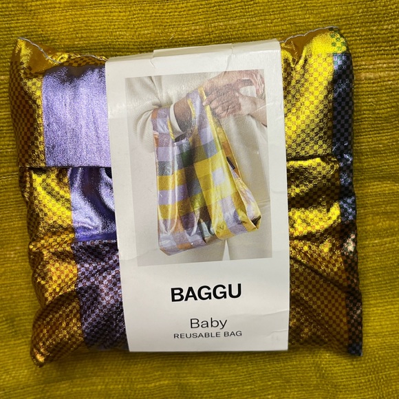BAGGU Bags Nwt Baggu Madras Metallic Baby Size Reusable Bag